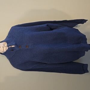 Blue 1/4 Button Sweater
